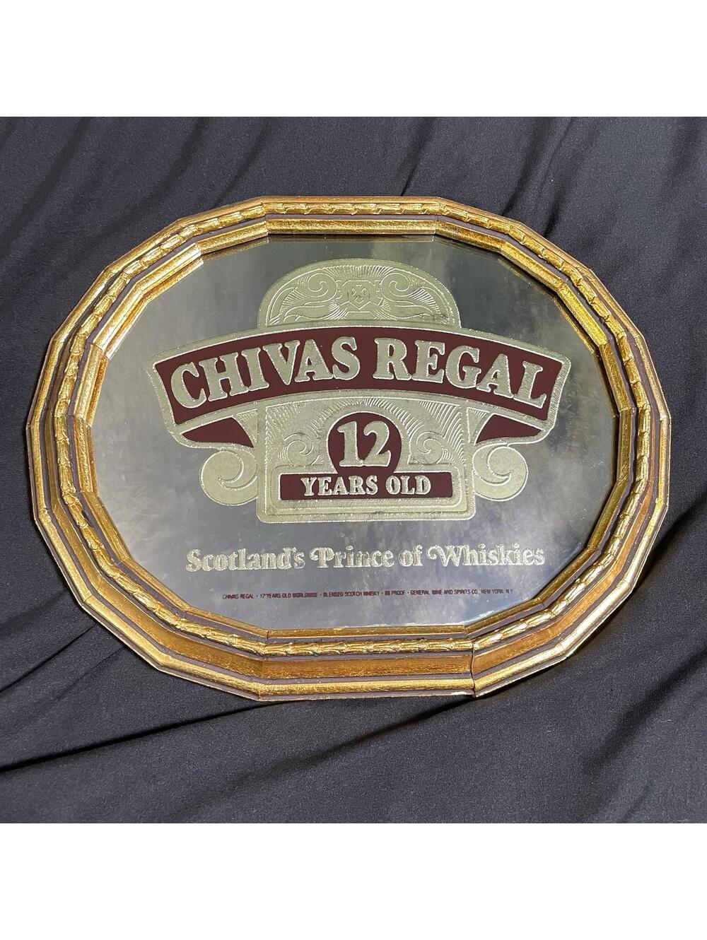 VINTAGE Chivas Regal Prince of Whiskies Bar Mirror Sign 11" - Pub Man Cave Decor